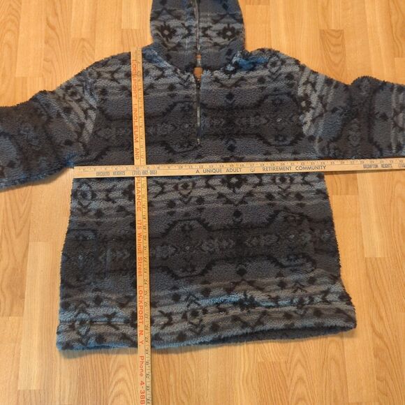 Koolaburra by UGG Brushed Back Sherpa Hoodie Pullover Womens 1X Black Gray - Picture 2 of 7